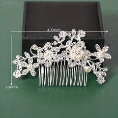 Faux Pearl Rhinestone Wedding Hair Comb Bridal Headdress