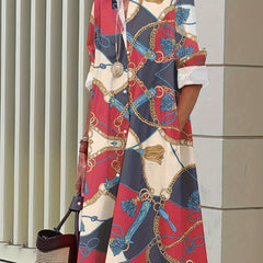 Baroque Print Button Up Shirt Dress