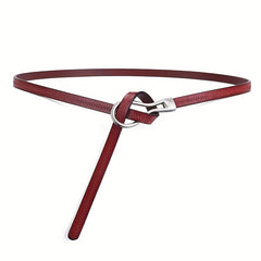 Vintage Oval Buckle Leather Belt Thin Dress Girdle