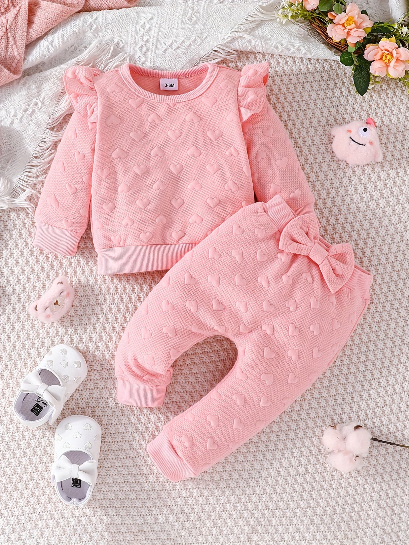 Baby Girl's Love Star Graphic Long Sleeve Top & Trousers Set