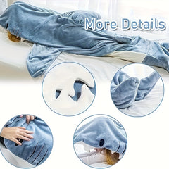 Shark Wearable Blanket Cozy Flannel Warm Hoodie Sleeping Bag