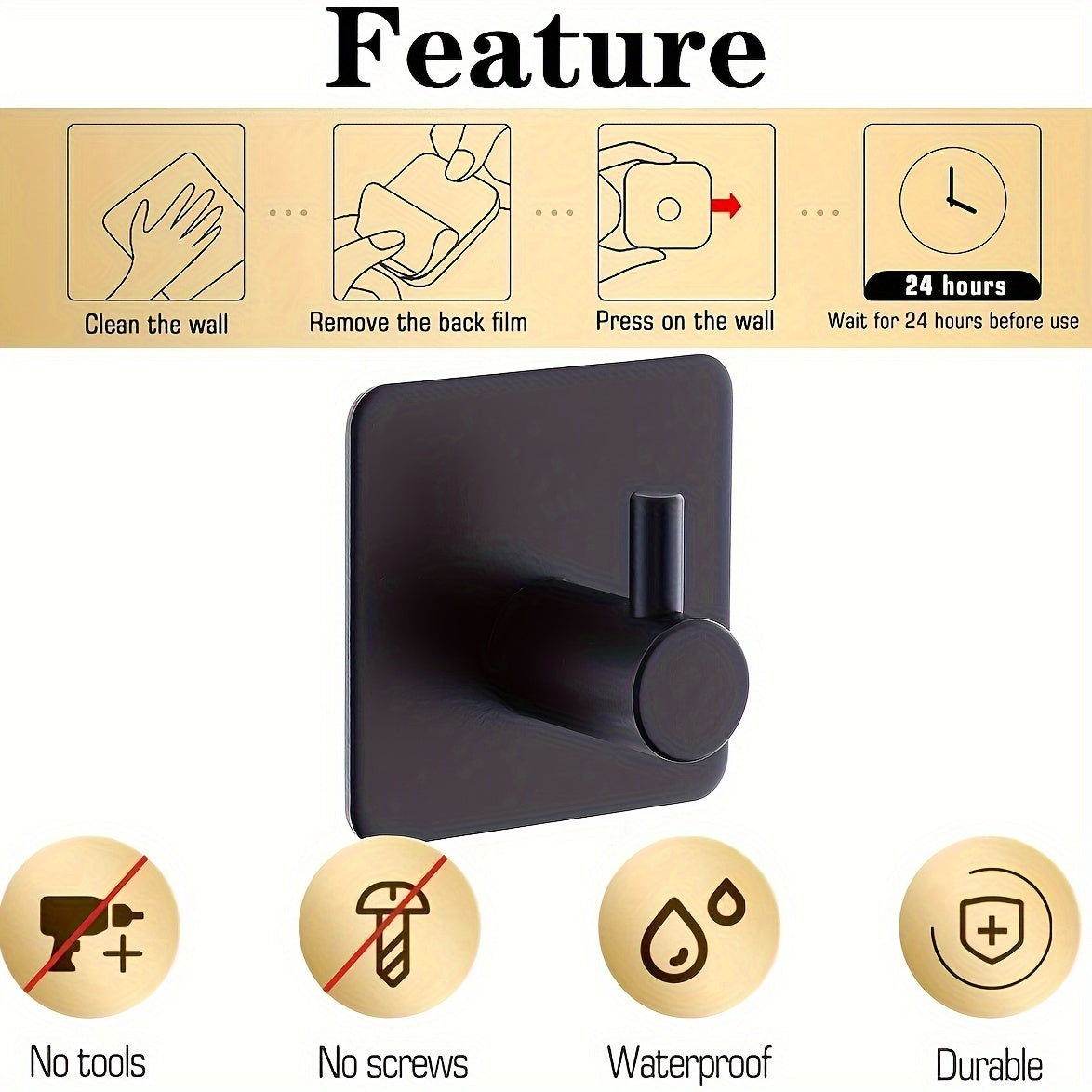 Stainless Steel Adhesive Hooks for Hanging Coat Hat Towel
