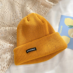 Label Patch Candy Beanie Coldproof Knit Hat