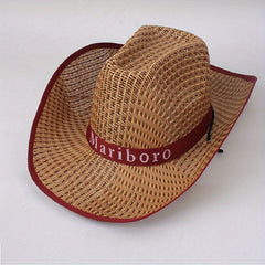 Unisex Western Cowboy Straw Hat Boho Summer Beach Hat