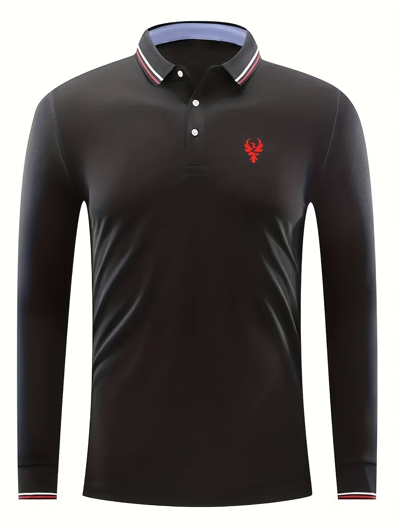 Men's Golf Shirt Eagle Print Long Sleeve Tennis Shirt