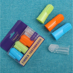 4 Pack Pet Finger Toothbrush Soft Silicone Bristles