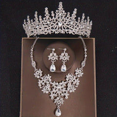 Baroque Vintage Crystal Bridal Jewelry Sets Tiara Crown Earrings Necklace