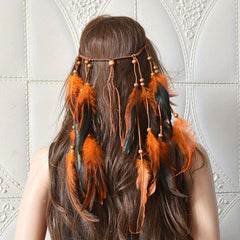 Bohemian Tassel Feather Headband Travel Photo Headdress Boho Style
