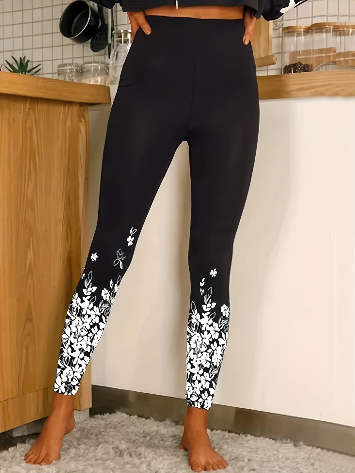 Star Print High Rise Skinny Leggings