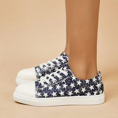 Women's Stars Canvas Shoes Casual Lace Up Low Top Sneakers