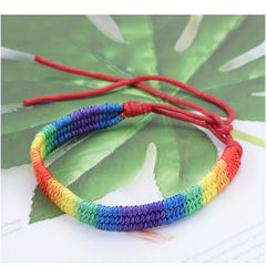 Bohemian Rainbow Hand Woven Bracelets Adjustable LGBT Pride Wristband