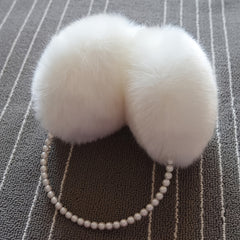 Women's Faux Fur Winter Ear Warmers with Beads & Pom Pom