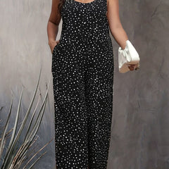 Plus Dot Print Wide Leg Cami Jumpsuit