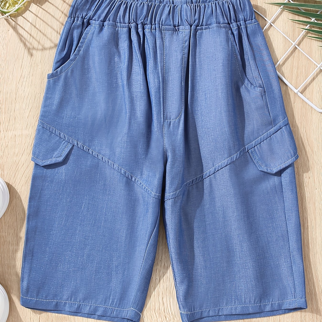 Boys Casual Elastic Waist Shorts with Pockets