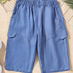 Boys Casual Elastic Waist Shorts with Pockets