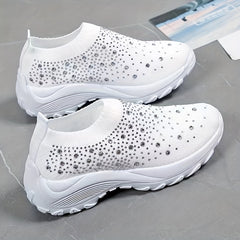 Women's Rhinestone Slip-on Sneakers Outdoor Shoes Non-Slip Sport Shoes