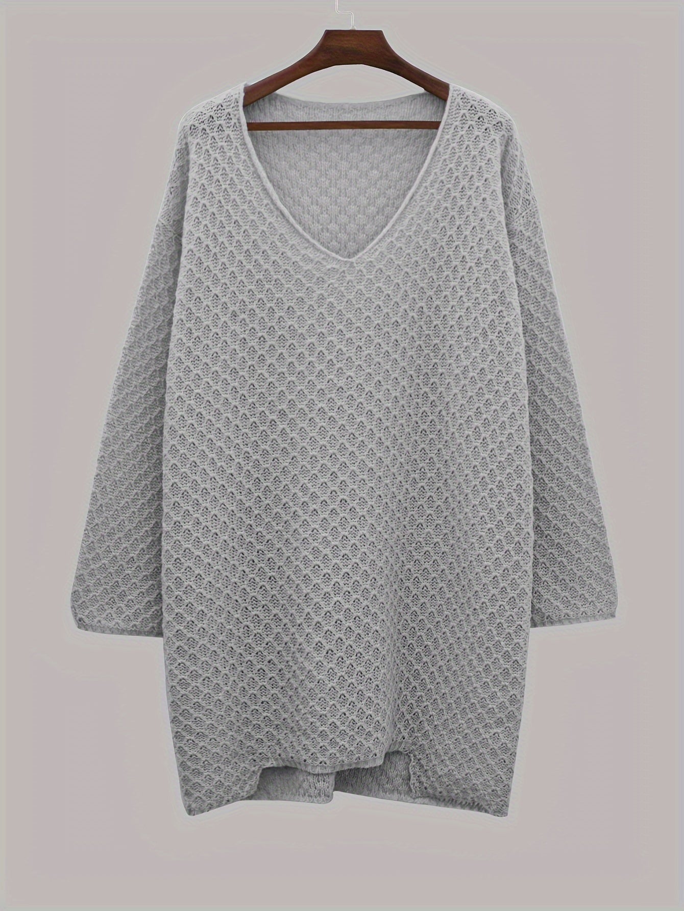 Solid V Neck Casual Sweater Long Sleeve Jumper