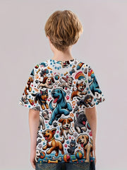 Puppy 3D Print Boy's Casual Tees Short Sleeve Crew Neck Comfy T shirt