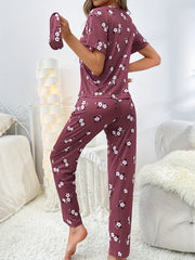Floral Print Pajama Set Short Sleeve Top & Pants