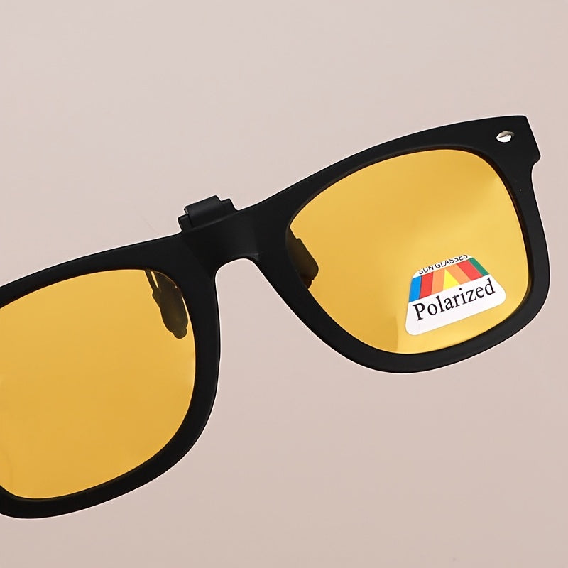 Polarized Clip On Sunglasses Drivers Matte Square Flip Up Anti Glare