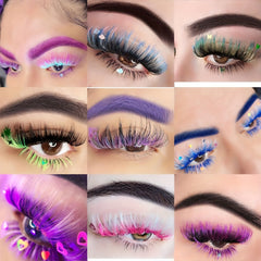 UV Fluorescent Pink Sequin False Eyelashes Masquerade Party Makeup