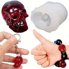 Skull Head Key Chain Resin Silicone Mold DIY Bracelet Halloween Pendant