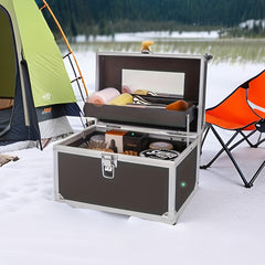 Portable Makeup Organizer Box with Mirror and Lock
