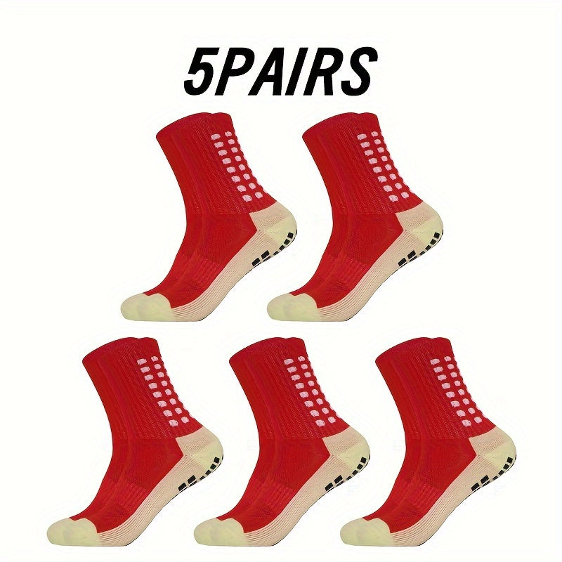 Non-slip Breathable Mid-tube Football Socks - 5 Pairs