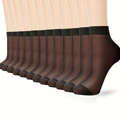 12 Pairs Sheer Mesh Crew Socks Women's Stockings