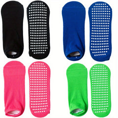 Non Slip Yoga Socks with Grips Solid Dance Socks - Pack of 4