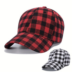 Plaid Print Couple Baseball Cap Classic Cotton Dad Hats for Men Women