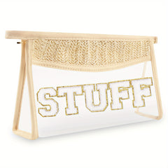 Clear Boho Patch Makeup Bag with Waterproof Zipper