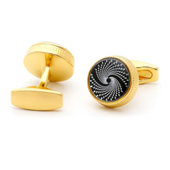 Round Golden Men's Dress Shirt Cufflinks