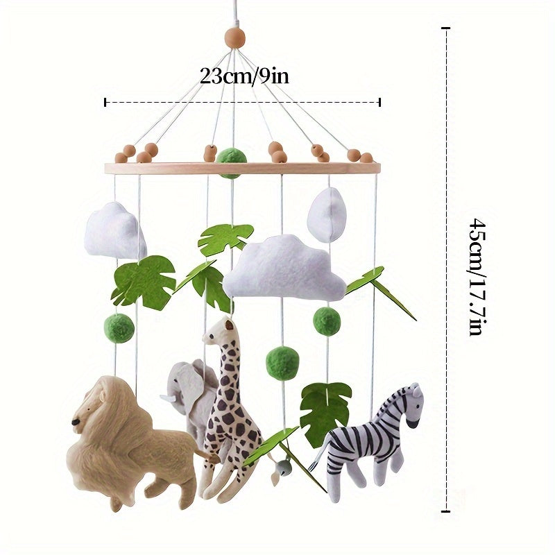 Leaf & Animal Baby Crib Mobile w/ Soft Plush Toys Vibrant Nursery Decor