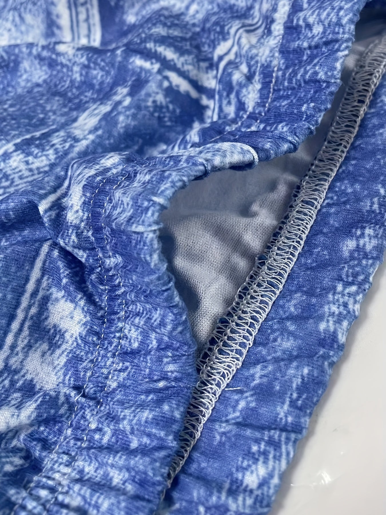 Denim & Flag Print Leggings Casual Skinny Cropped Leggings