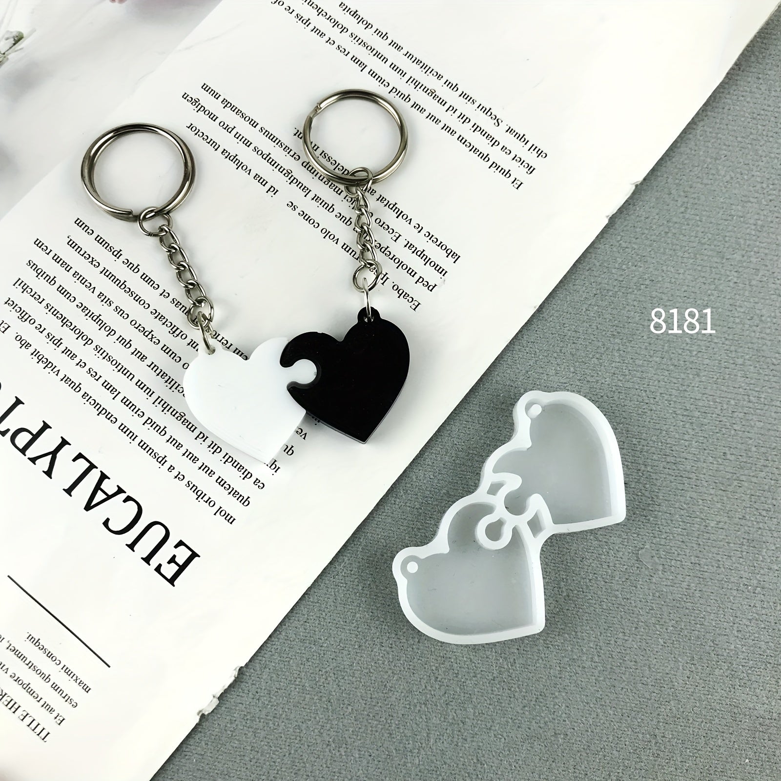 Puzzle Heart Silicone Keychain Mold DIY Jewelry Pendant Making Tool