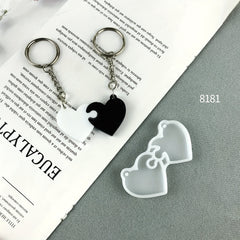 Puzzle Heart Silicone Keychain Mold DIY Jewelry Pendant Making Tool
