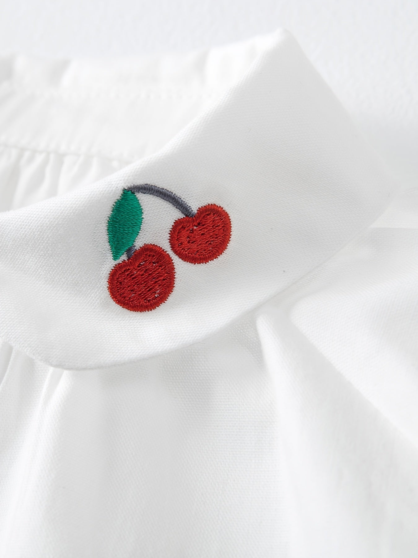 Girls Cherry Embroidered Long Sleeve Top for Autumn and Spring