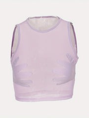 Y2K Sheer Tank Top Sexy Crew Neck Sleeveless Summer Tank Top Women's Clothing