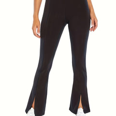 Women's Solid Flare Leg Slim Pants for Spring & Fall