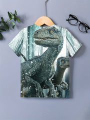 Boy's Dino & Snow T-shirt Stretch 3D Print Tee for Outdoor
