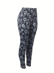 Funny Skull Print High Rise Leggings