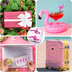 500pcs Flamingo Stickers Roll Adhesive Paper Decals for Water Bottles Scrapbook