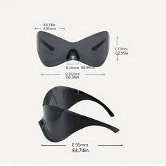 Oversized Shield Sunglasses Cyberpunk Mirror Lens UV400