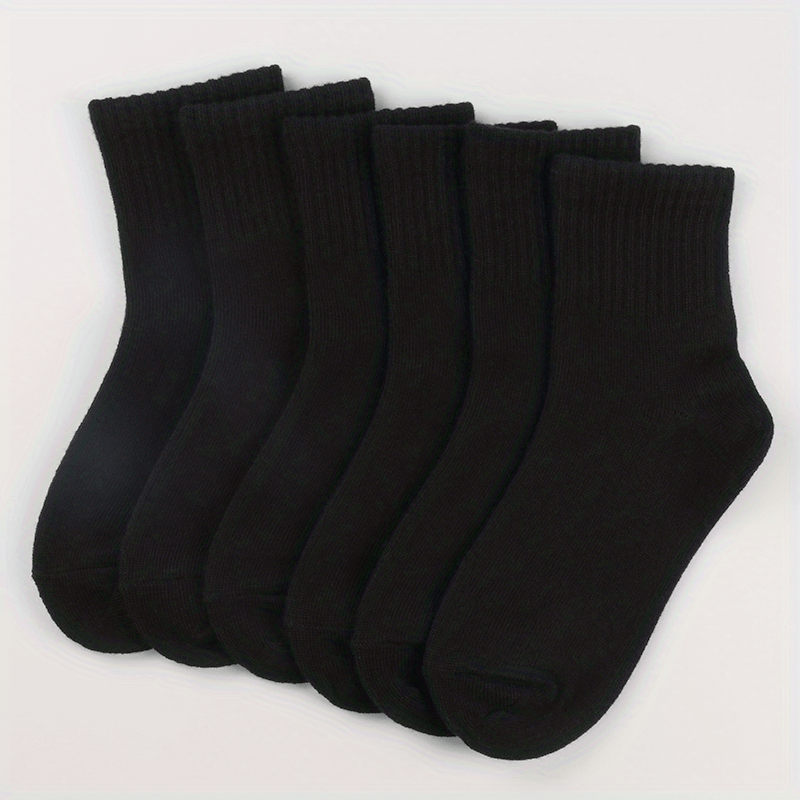 6 Pairs Boys Kids Casual Plain Socks Breathable Comfy Sports Socks