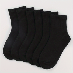 6 Pairs Boys Kids Casual Plain Socks Breathable Comfy Sports Socks