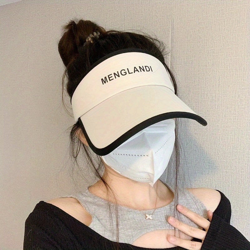 Women's Cotton Solid Visor Hat Summer UV Protection Lightweight Ponytail Cap