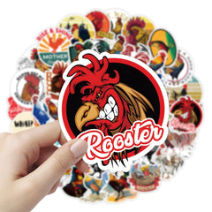 50pcs Cartoon Rooster PVC Stickers - Non-repeating Designs