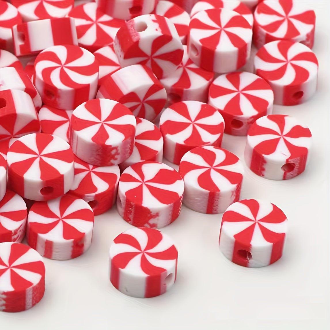 50pcs Christmas Candy Clay Beads DIY Necklace Bracelet Jewelry Making Supplies