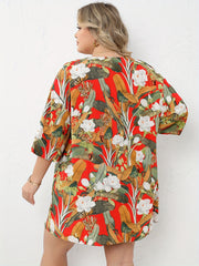 Women's Plus Tropical Print Shirt & Shorts 2pcs Set